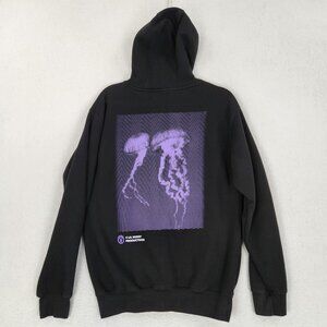 HUDDY Sweater Mens Medium Black Lil Huddy Jelly Fish Pullover Hoodie Sweatshirt